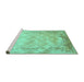 Sideview of Machine Washable Abstract Turquoise Contemporary Area Rugs, wshcon1036turq