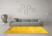 Machine Washable Abstract Yellow Contemporary Rug in a Living Room, wshcon1036yw