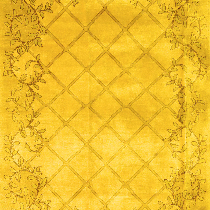 Machine Washable Abstract Yellow Contemporary Rug, wshcon1036yw