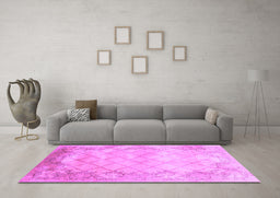 Machine Washable Abstract Purple Contemporary Area Rugs in a Living Room, wshcon1036pur