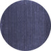 Round Abstract Blue Contemporary Rug, con1037blu