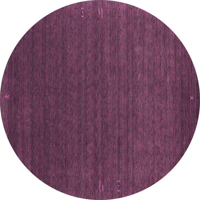 Round Abstract Purple Contemporary Rug, con1037pur