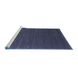 Sideview of Machine Washable Abstract Blue Contemporary Rug, wshcon1037blu