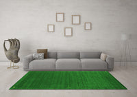 Machine Washable Abstract Green Contemporary Rug, wshcon1037grn