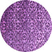 Round Machine Washable Abstract Purple Contemporary Area Rugs, wshcon1038pur
