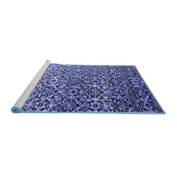 Sideview of Machine Washable Abstract Blue Contemporary Rug, wshcon1038blu