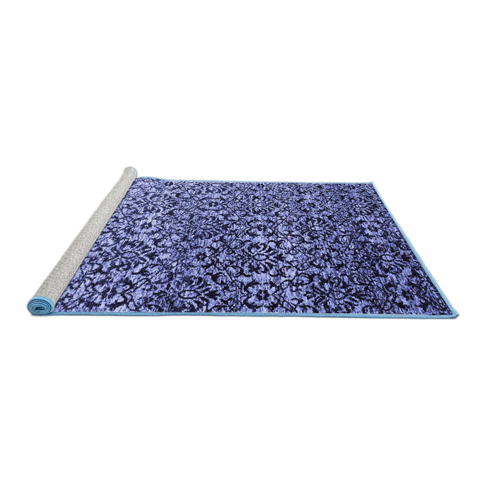Sideview of Machine Washable Abstract Blue Contemporary Rug, wshcon1038blu
