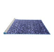 Sideview of Machine Washable Abstract Blue Contemporary Rug, wshcon1038blu
