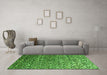Machine Washable Abstract Green Contemporary Area Rugs in a Living Room,, wshcon1038grn