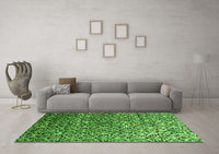 Machine Washable Abstract Green Contemporary Rug, wshcon1038grn