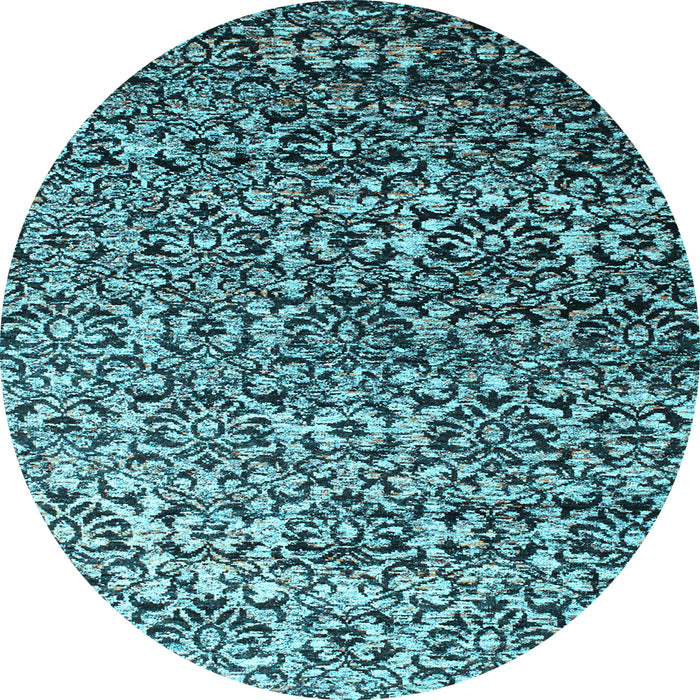 Round Machine Washable Abstract Light Blue Contemporary Rug, wshcon1038lblu