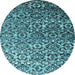Round Machine Washable Abstract Light Blue Contemporary Rug, wshcon1038lblu
