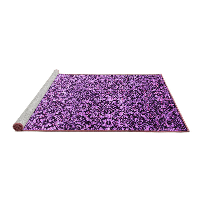 Sideview of Machine Washable Abstract Purple Contemporary Area Rugs, wshcon1038pur