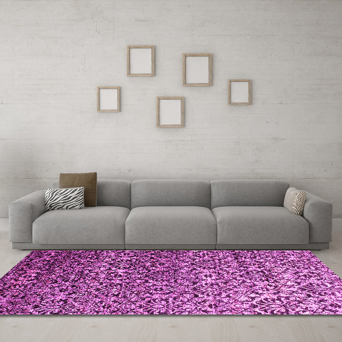Machine Washable Abstract Pink Contemporary Rug in a Living Room, wshcon1038pnk