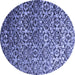 Round Abstract Blue Contemporary Rug, con1038blu