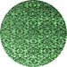 Round Abstract Emerald Green Contemporary Rug, con1038emgrn