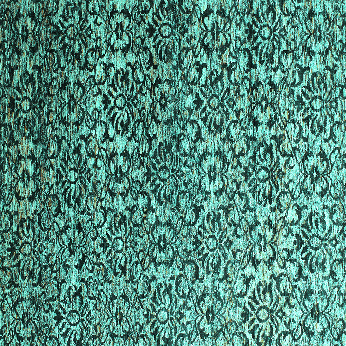 Square Machine Washable Abstract Turquoise Contemporary Area Rugs, wshcon1038turq
