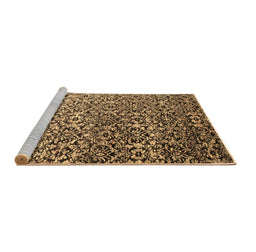 Sideview of Machine Washable Abstract Brown Contemporary Rug, wshcon1038brn