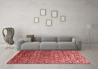 Machine Washable Abstract Red Contemporary Rug, wshcon1038red