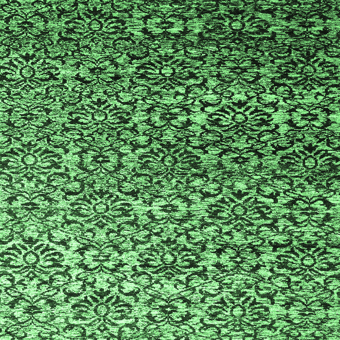 Square Machine Washable Abstract Emerald Green Contemporary Area Rugs, wshcon1038emgrn