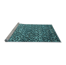 Sideview of Machine Washable Abstract Light Blue Contemporary Rug, wshcon1038lblu