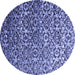 Round Machine Washable Abstract Blue Contemporary Rug, wshcon1038blu
