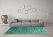 Machine Washable Abstract Turquoise Contemporary Area Rugs in a Living Room,, wshcon1038turq