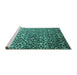 Sideview of Machine Washable Abstract Turquoise Contemporary Area Rugs, wshcon1038turq