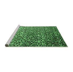 Sideview of Machine Washable Abstract Emerald Green Contemporary Area Rugs, wshcon1038emgrn