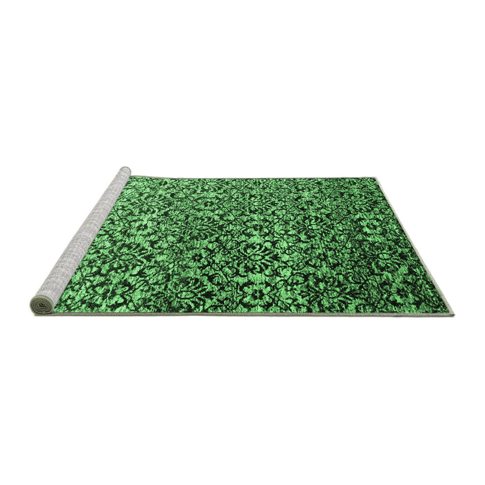 Sideview of Machine Washable Abstract Emerald Green Contemporary Area Rugs, wshcon1038emgrn