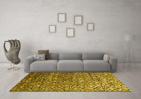 Machine Washable Abstract Yellow Contemporary Rug, wshcon1038yw