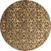 Round Machine Washable Abstract Brown Contemporary Rug, wshcon1038brn