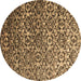 Round Abstract Brown Contemporary Rug, con1038brn