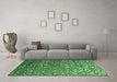 Machine Washable Abstract Emerald Green Contemporary Area Rugs in a Living Room,, wshcon1038emgrn