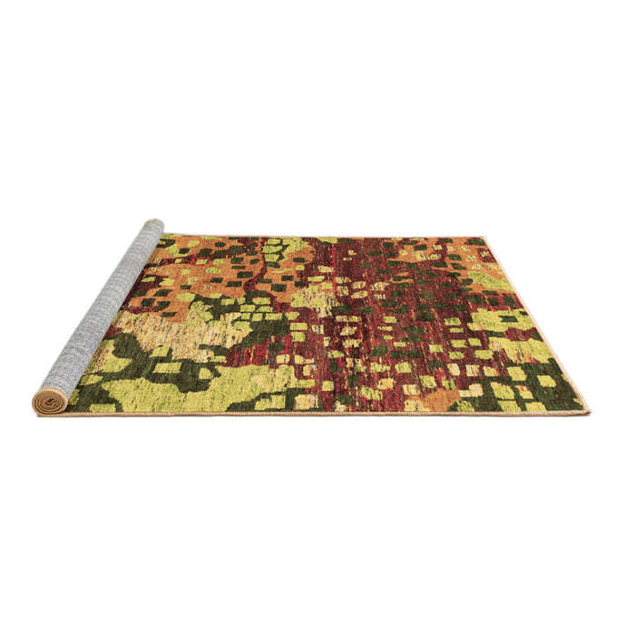 Sideview of Machine Washable Abstract Brown Contemporary Rug, wshcon1039brn