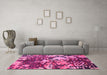 Machine Washable Abstract Pink Contemporary Rug in a Living Room, wshcon1039pnk