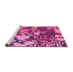 Sideview of Machine Washable Abstract Pink Contemporary Rug, wshcon1039pnk