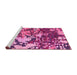 Sideview of Machine Washable Abstract Pink Contemporary Rug, wshcon1039pnk