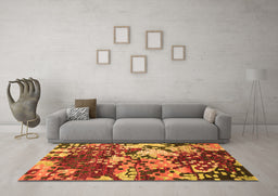 Machine Washable Abstract Orange Contemporary Area Rugs in a Living Room, wshcon1039org