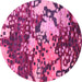 Round Abstract Pink Contemporary Rug, con1039pnk