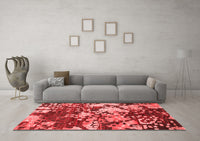 Machine Washable Abstract Red Contemporary Rug, wshcon1039red