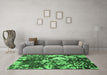 Machine Washable Abstract Emerald Green Contemporary Area Rugs in a Living Room,, wshcon1039emgrn