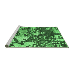 Sideview of Machine Washable Abstract Emerald Green Contemporary Area Rugs, wshcon1039emgrn