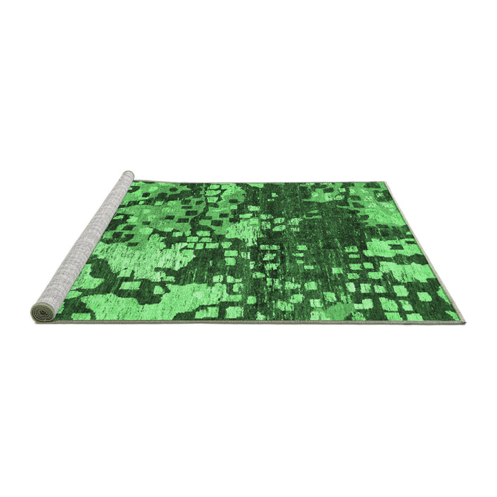 Sideview of Machine Washable Abstract Emerald Green Contemporary Area Rugs, wshcon1039emgrn