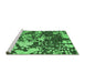 Sideview of Machine Washable Abstract Emerald Green Contemporary Area Rugs, wshcon1039emgrn