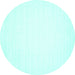 Round Solid Turquoise Modern Rug, con103turq