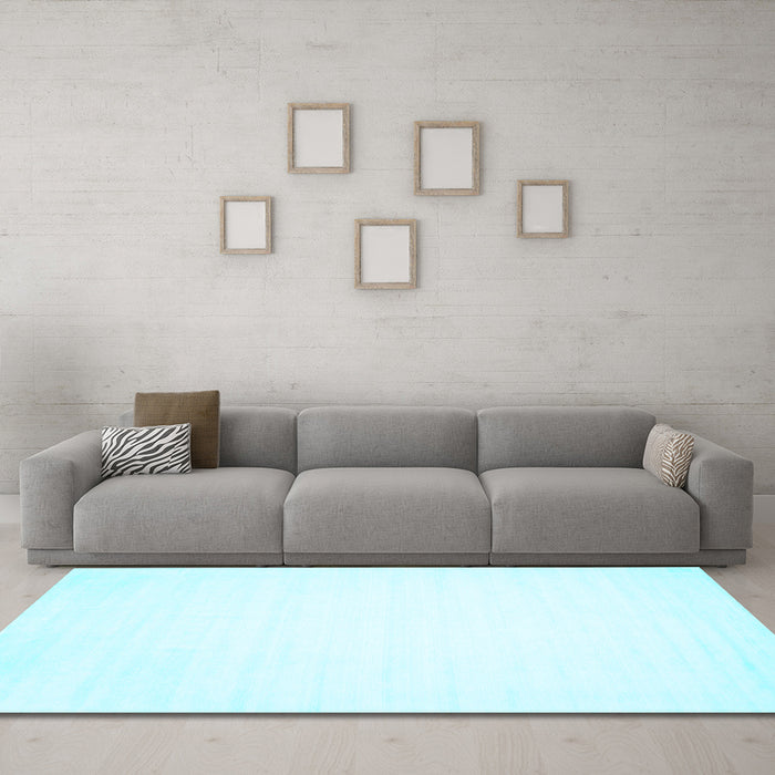 Machine Washable Solid Light Blue Modern Rug in a Living Room, wshcon103lblu
