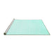 Sideview of Machine Washable Solid Turquoise Modern Area Rugs, wshcon103turq