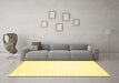 Machine Washable Solid Yellow Modern Rug in a Living Room, wshcon103yw