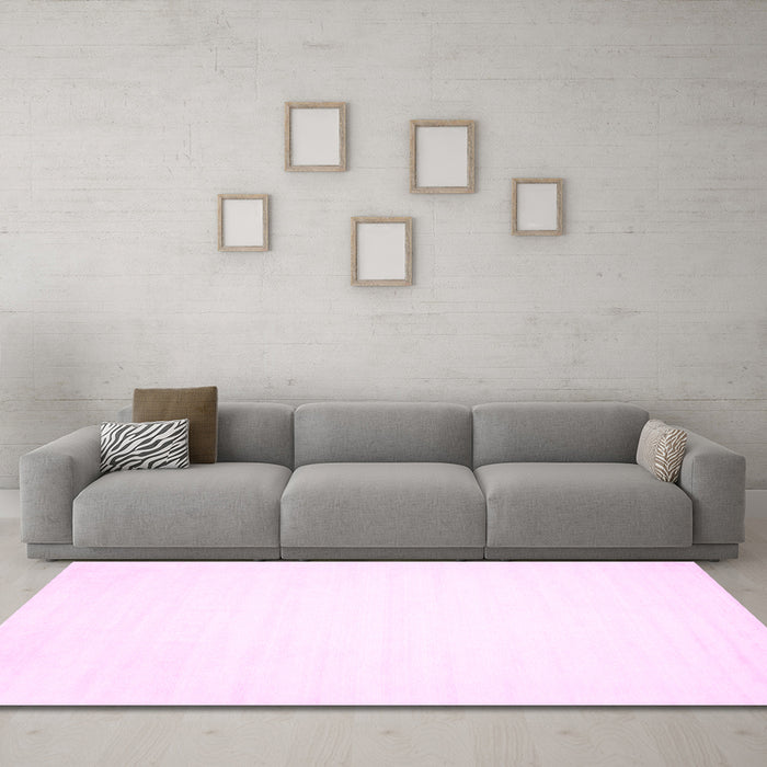 Machine Washable Solid Pink Modern Rug in a Living Room, wshcon103pnk